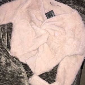 Fuzzy Twist Front Sweater